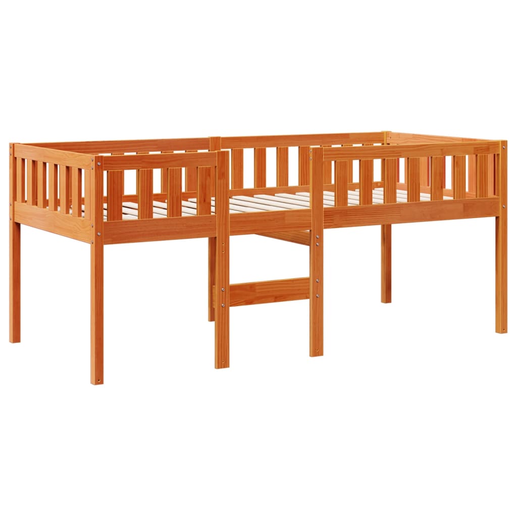 Solid Pine Wood Children's Bed 90x190 cm - Wax Brown Finish