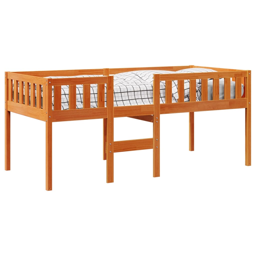 Solid Pine Wood Children's Bed 90x190 cm - Wax Brown Finish