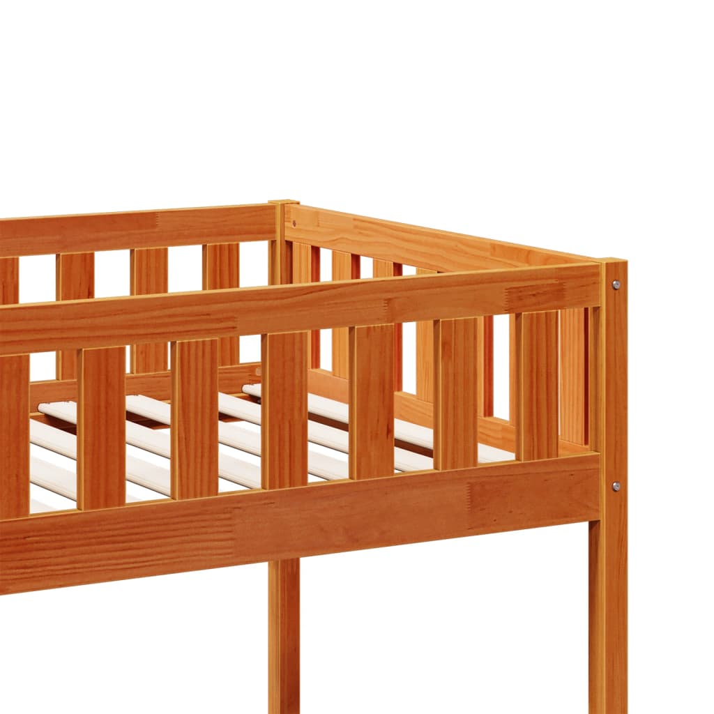Solid Pine Wood Children's Bed 90x190 cm - Wax Brown Finish