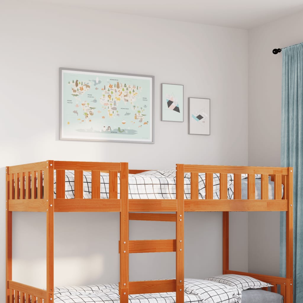 Solid Pine Wood Children's Bed 90x190 cm - Wax Brown Finish
