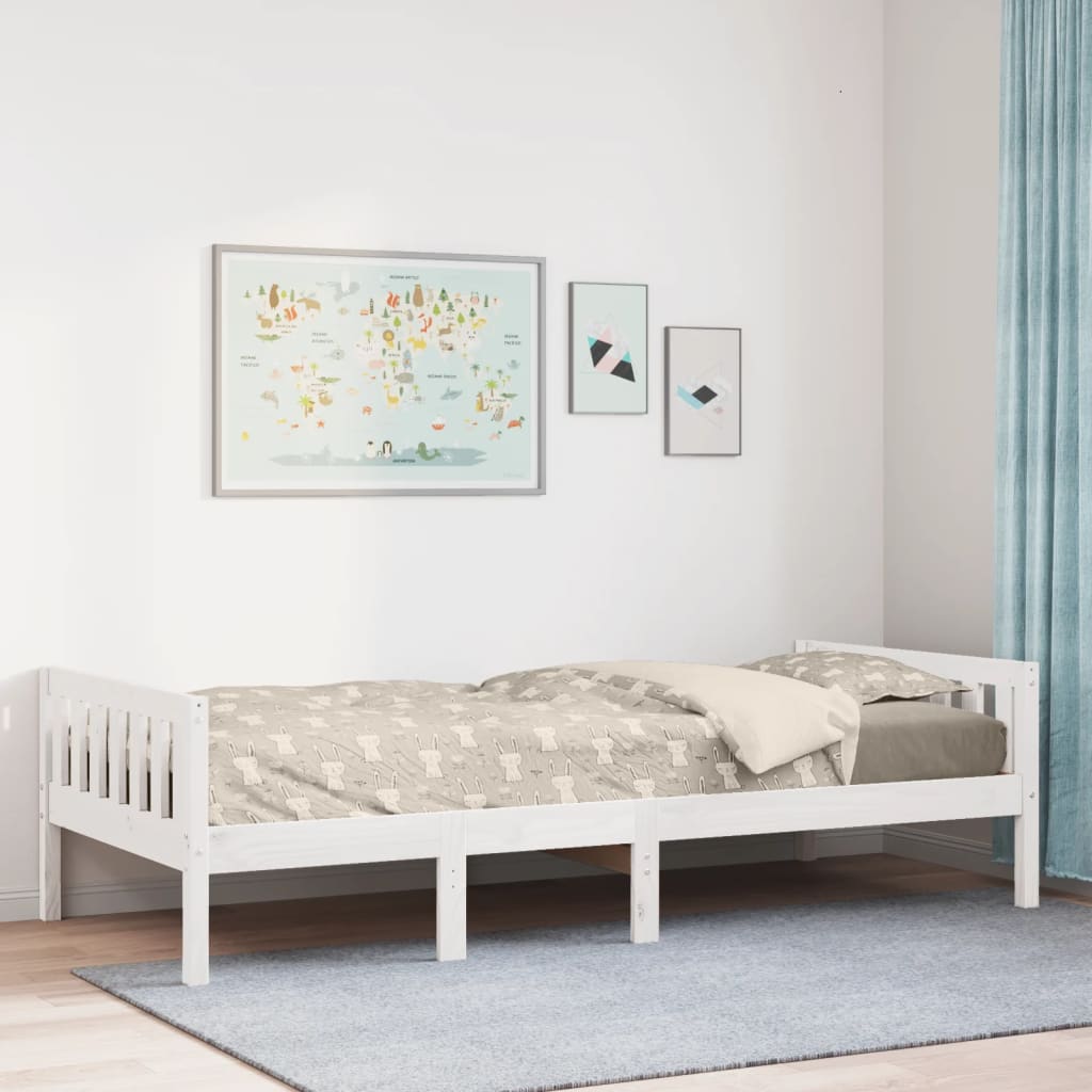Solid Pine White Children's Bed 80x200 cm - No Mattress Included