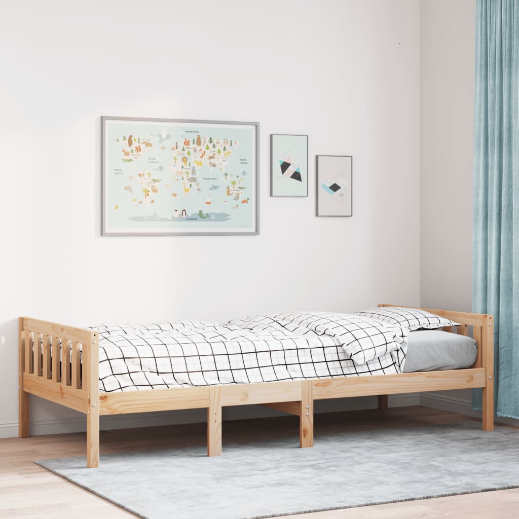 Solid Pine Children's Bed Frame 90x200 cm - No Mattress Included