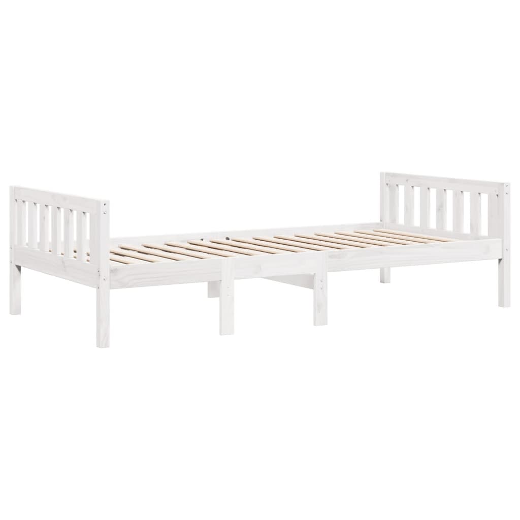 Solid Wood Pine Children's Bed - White 90x200 cm (Mattress Not Included)