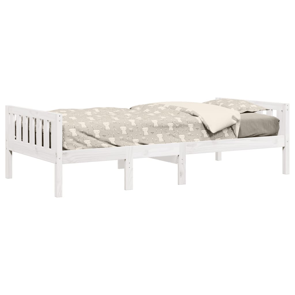 Solid Wood Pine Children's Bed - White 90x200 cm (Mattress Not Included)