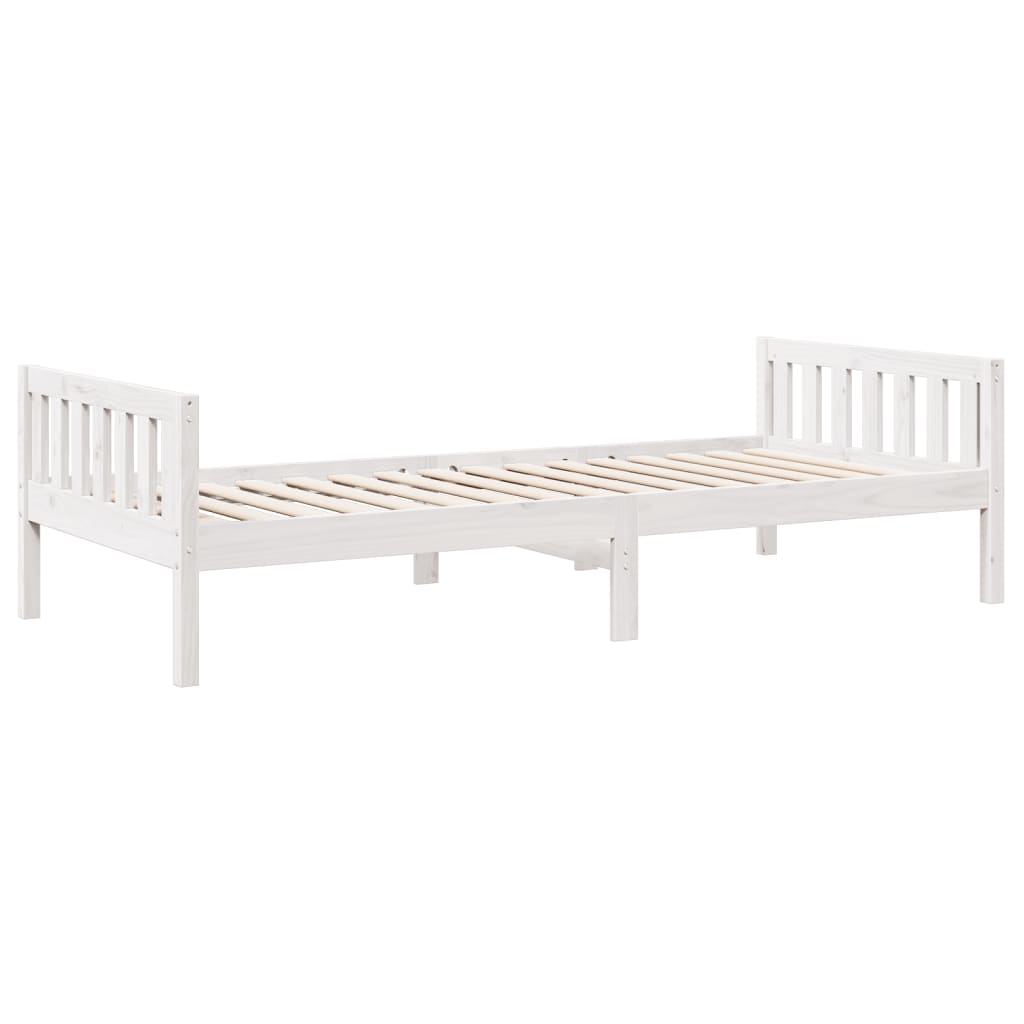 Solid Wood Pine Children's Bed - White 90x200 cm (Mattress Not Included)