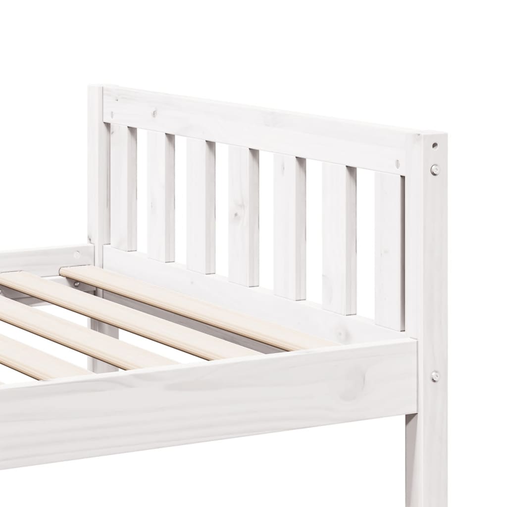 Solid Wood Pine Children's Bed - White 90x200 cm (Mattress Not Included)