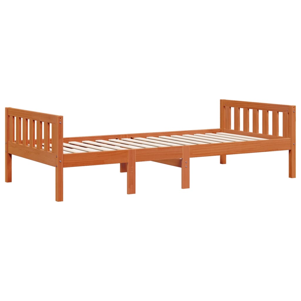 Solid Pine Children's Bed 90x190 cm, Wax Brown - No Mattress