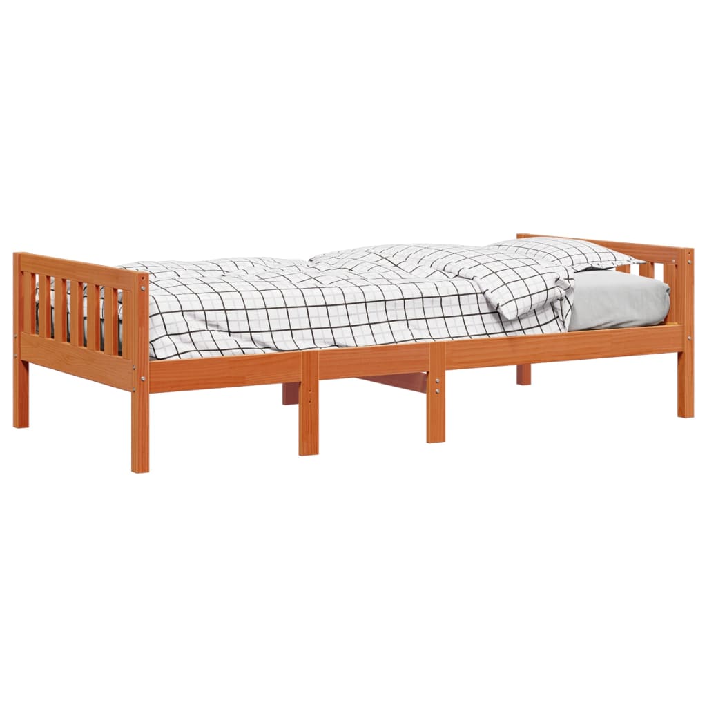 Solid Pine Children's Bed 90x190 cm, Wax Brown - No Mattress