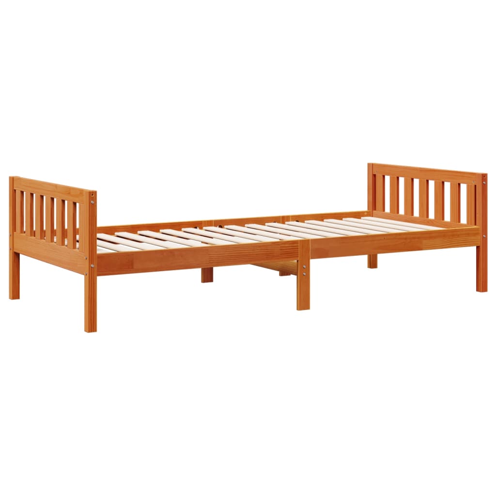 Solid Pine Children's Bed 90x190 cm, Wax Brown - No Mattress