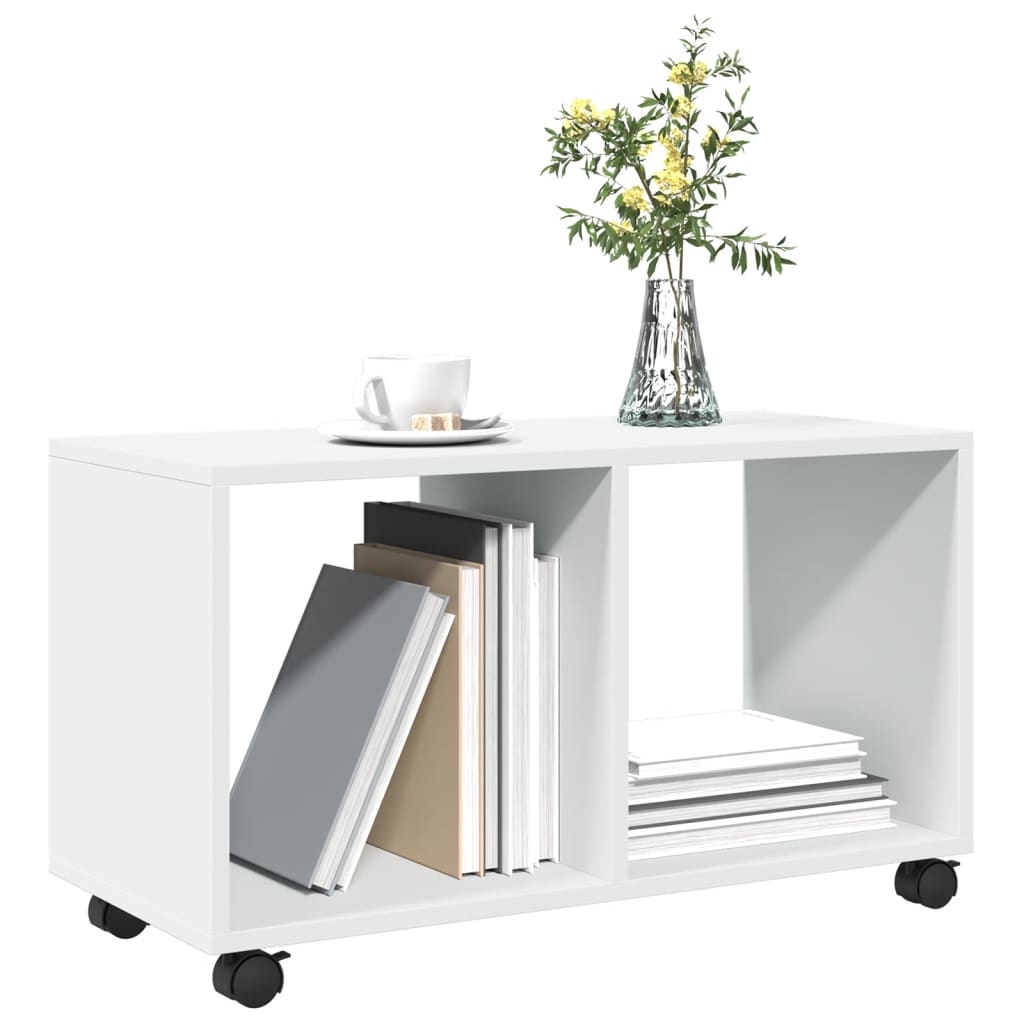 White Engineered Wood Rolling Cabinet - 72x33x42.5 cm
