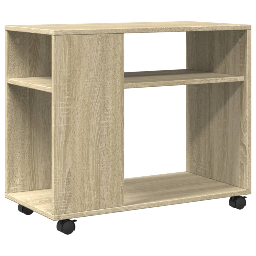 Sonoma Oak Side Table with Wheels - 70x35x60 cm, Engineered Wood