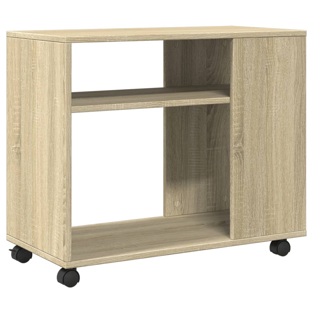 Sonoma Oak Side Table with Wheels - 70x35x60 cm, Engineered Wood