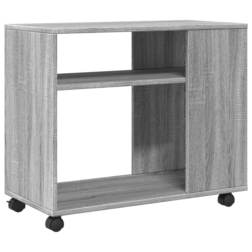 Grey Sonoma Engineered Wood Side Table with Wheels 70x35x60 cm