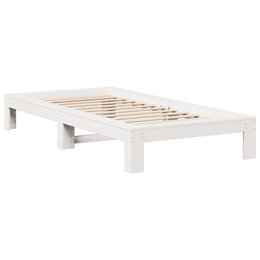 Solid Pine White Bed Frame 100x200 cm - No Mattress Included