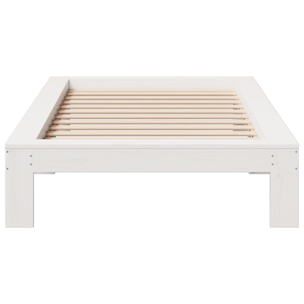 Solid Pine White Bed Frame 100x200 cm - No Mattress Included