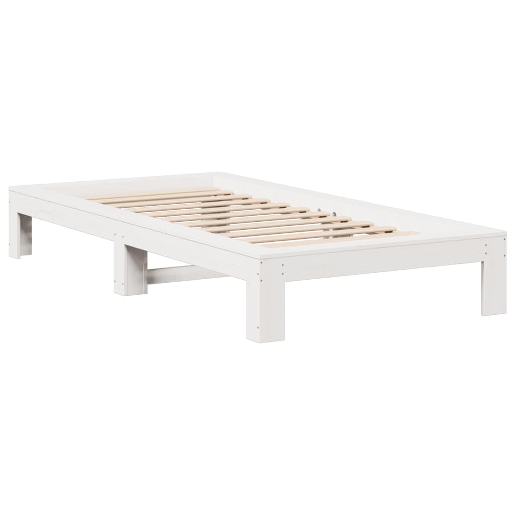 Solid Pine Wood White Bed Frame 90x200 cm - Mattress Not Included