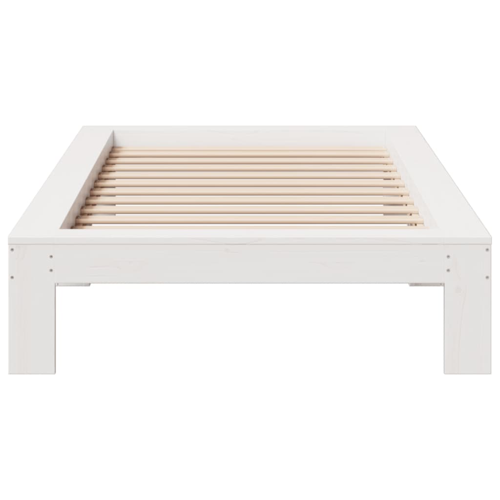 Solid Pine Wood White Bed Frame 90x200 cm - Mattress Not Included