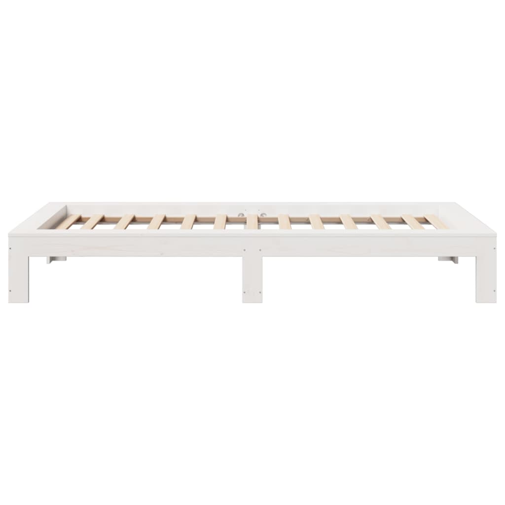 Solid Pine Wood White Bed Frame 90x200 cm - Mattress Not Included