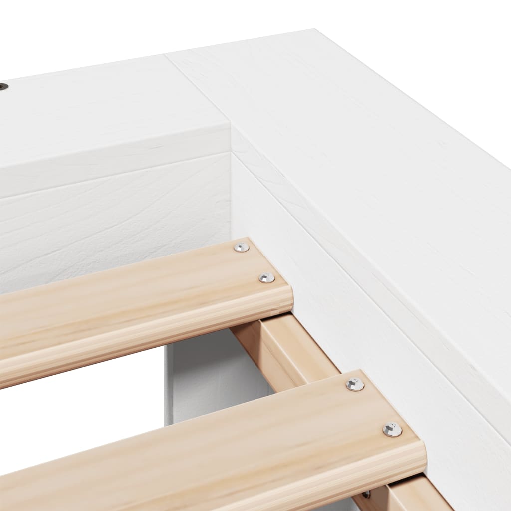 Solid Pine Wood White Bed Frame 90x200 cm - Mattress Not Included