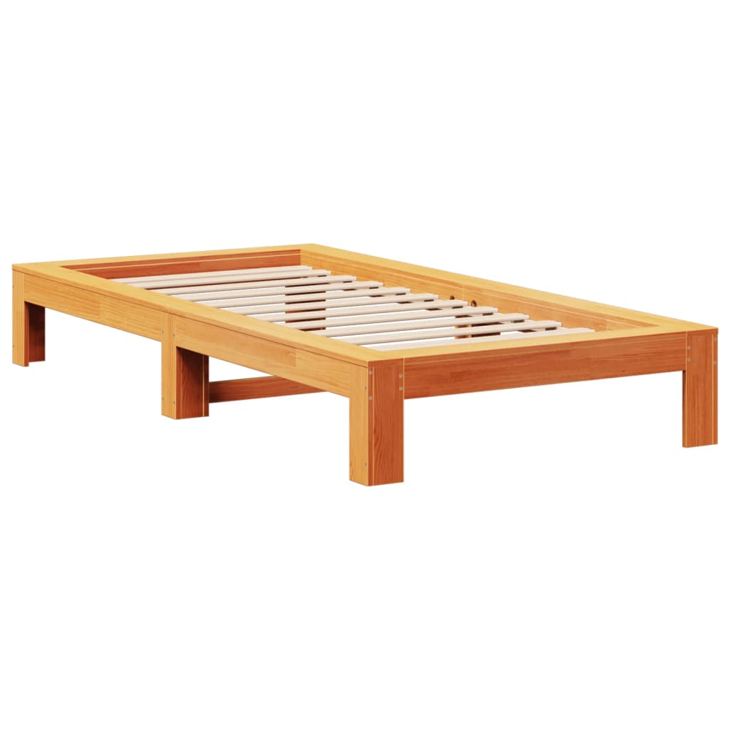 Solid Pine Bed Frame, Wax Brown, 90x200 cm - No Mattress Included