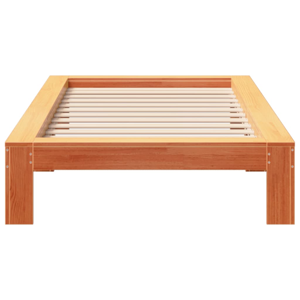 Solid Pine Bed Frame, Wax Brown, 90x200 cm - No Mattress Included