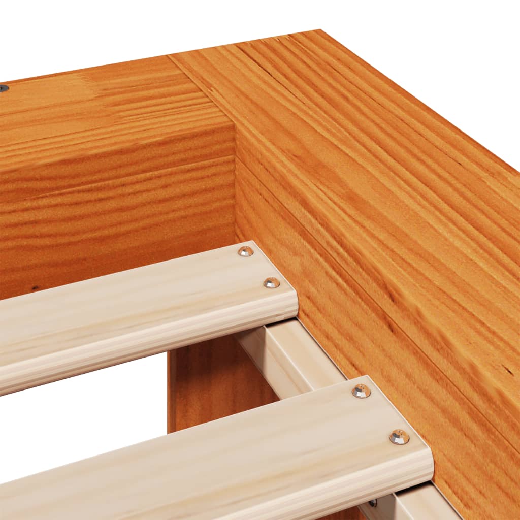 Solid Pine Bed Frame, Wax Brown, 90x200 cm - No Mattress Included