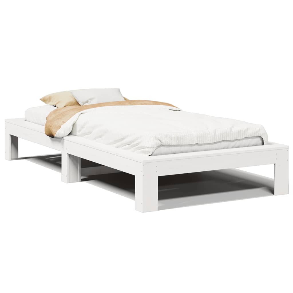Solid Pine White Bed Frame, 90x190 cm Single Without Mattress