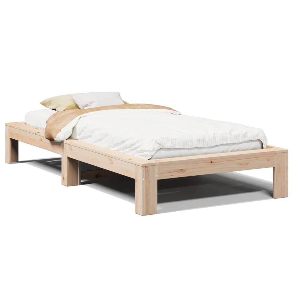 Solid Pine Wood Small Single Bed Frame 75x190 cm - No Mattress