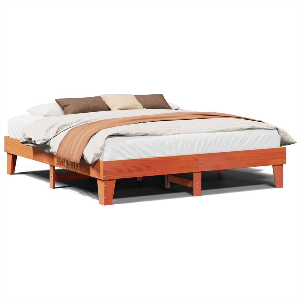 Solid Pine Bed Frame, Wax Brown, Super King 180x200 cm