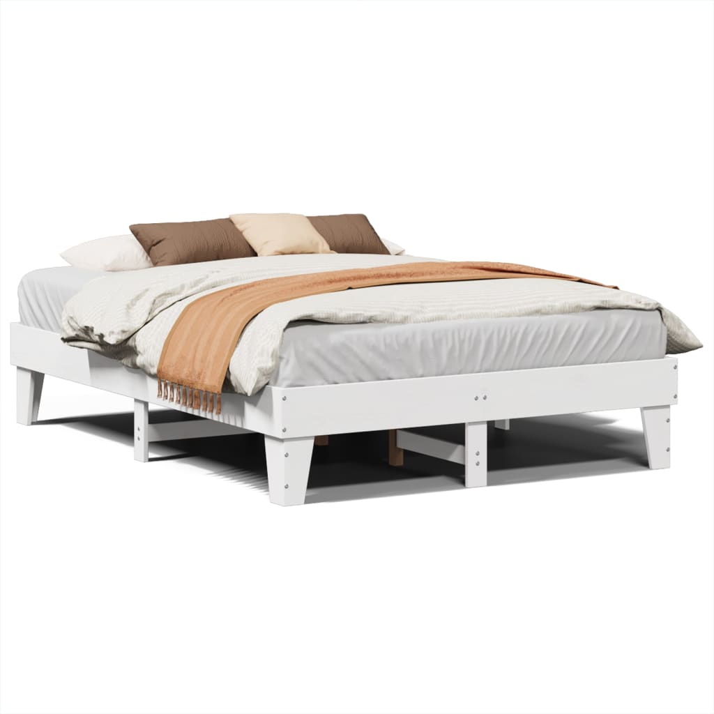 Solid Pine Wood Bed Frame White 160x200 cm - Mattress Not Included