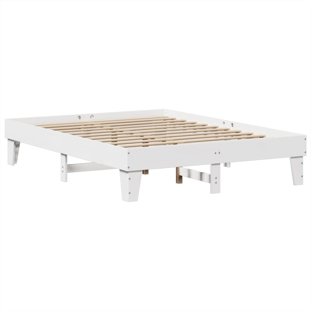 Solid Pine Wood Bed Frame White 160x200 cm - Mattress Not Included