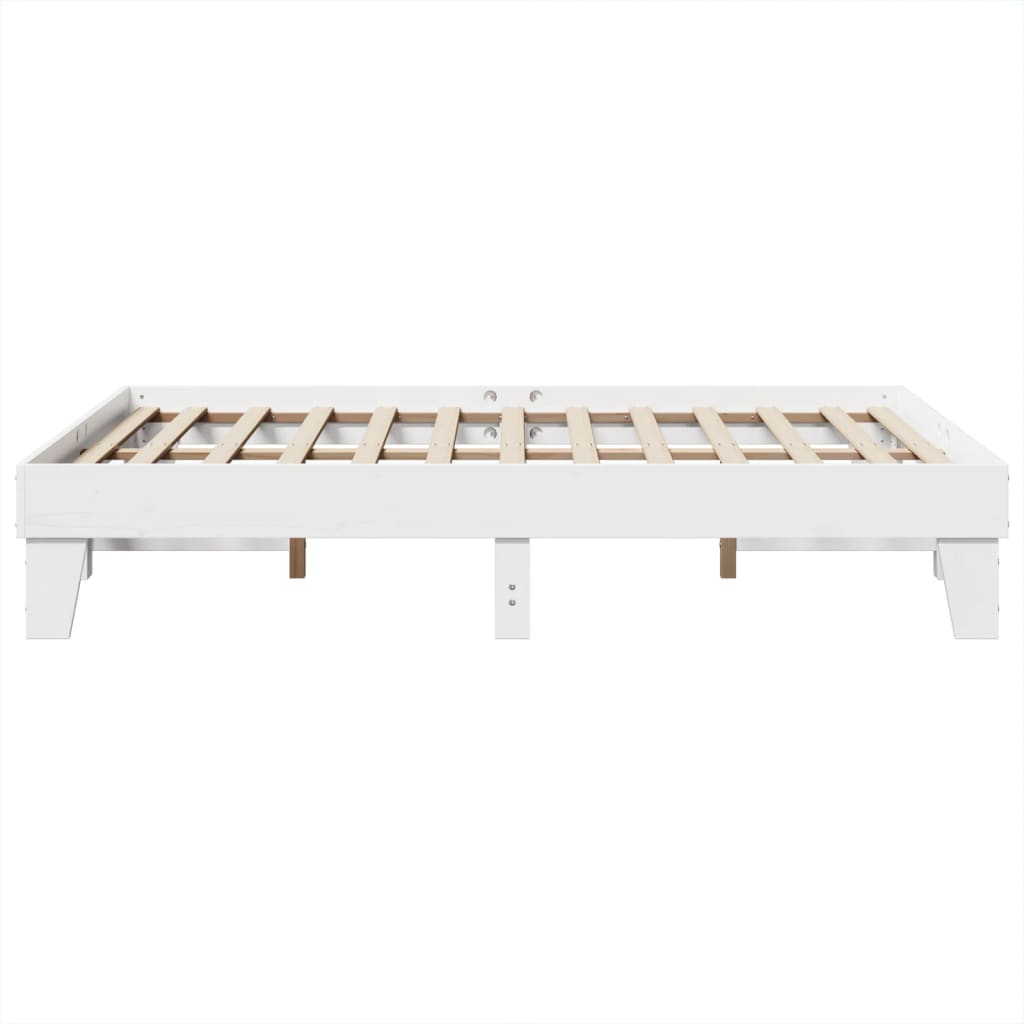 Solid Pine Wood Bed Frame White 160x200 cm - Mattress Not Included
