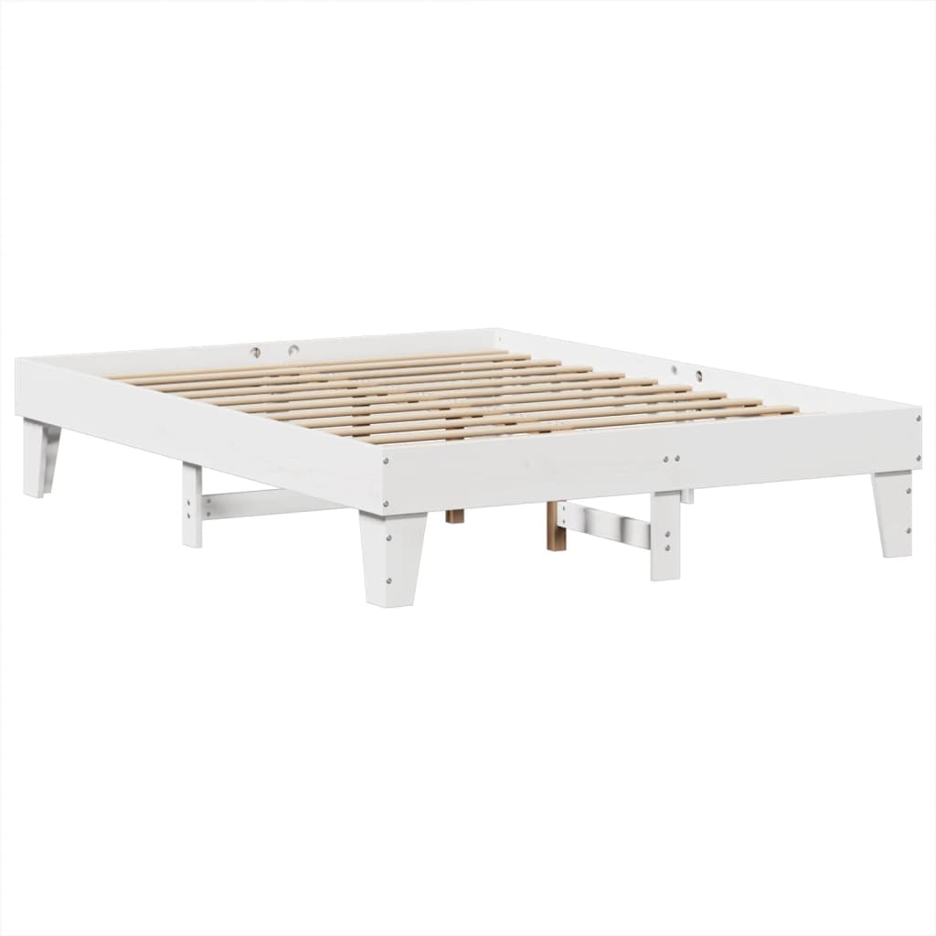 Solid Pine Wood Bed Frame White 160x200 cm - Mattress Not Included