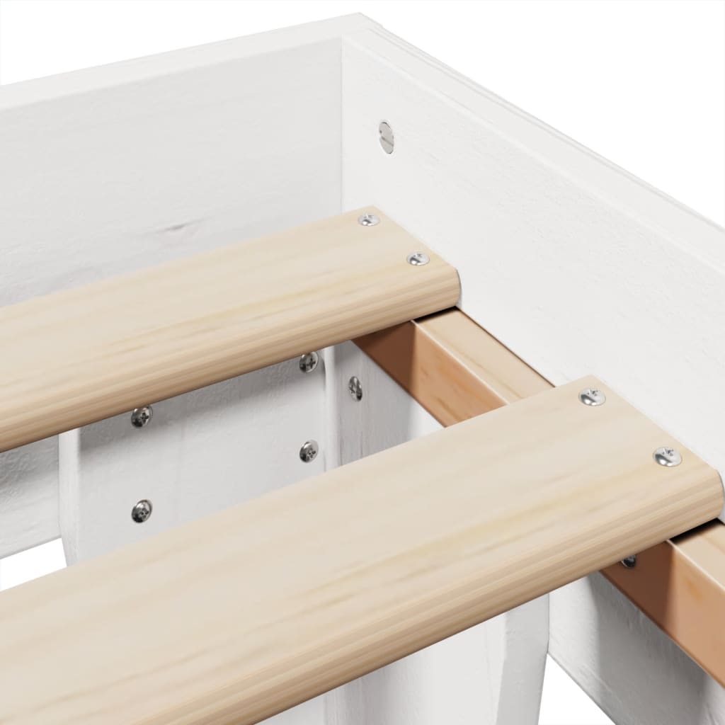 Solid Pine Wood Bed Frame White 160x200 cm - Mattress Not Included