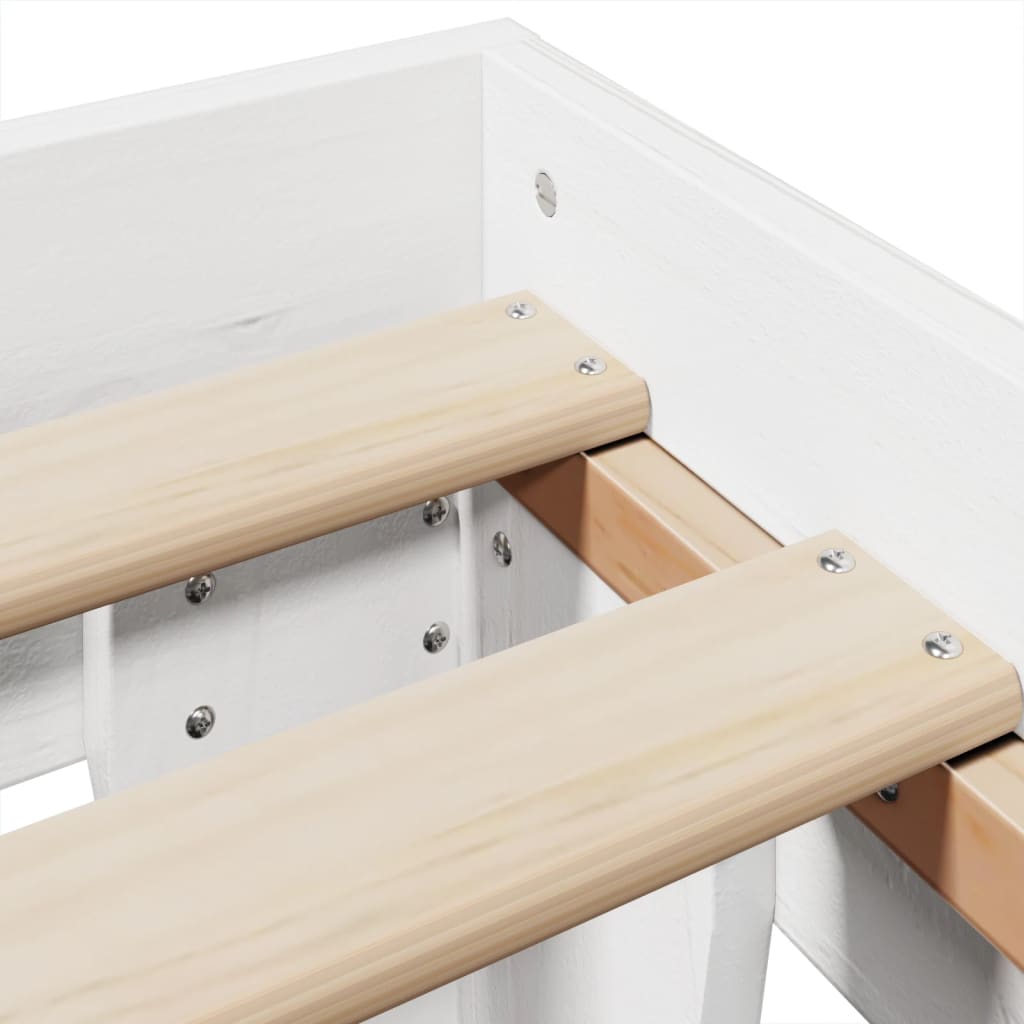 Solid Pine Bed Frame 140x200 cm - White, No Mattress Included