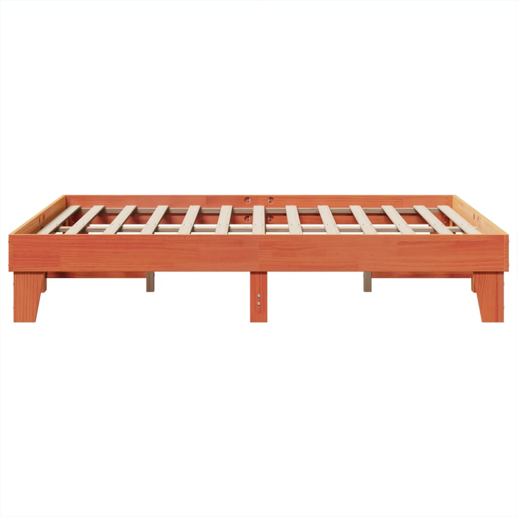 Solid Pine Wood Bed Frame Wax Brown 140x200 cm, No Mattress