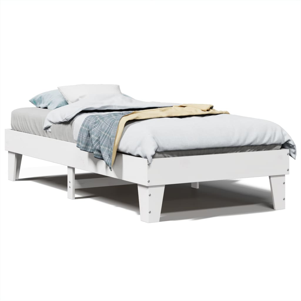 Solid Pine Wood Bed Frame, White 100x200 cm - No Mattress Included