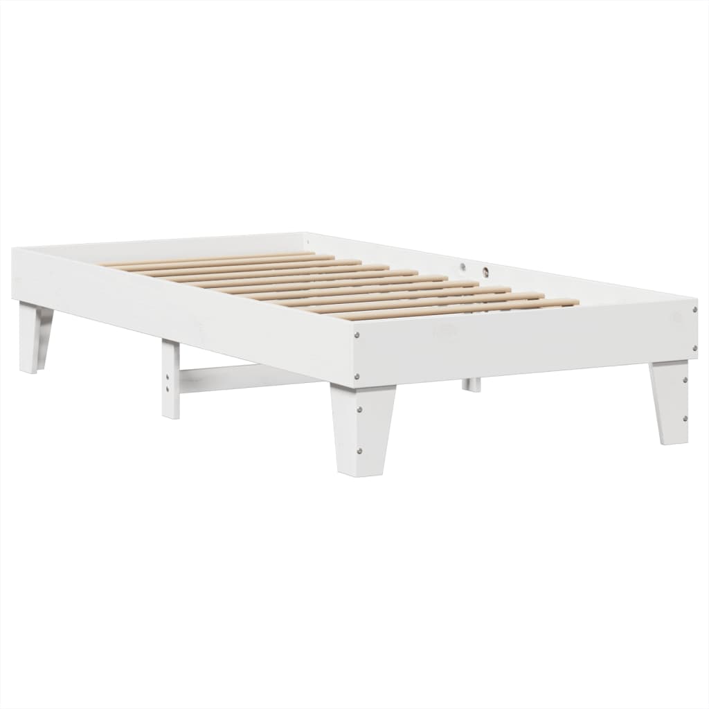 Solid Pine Wood Bed Frame, White 100x200 cm - No Mattress Included