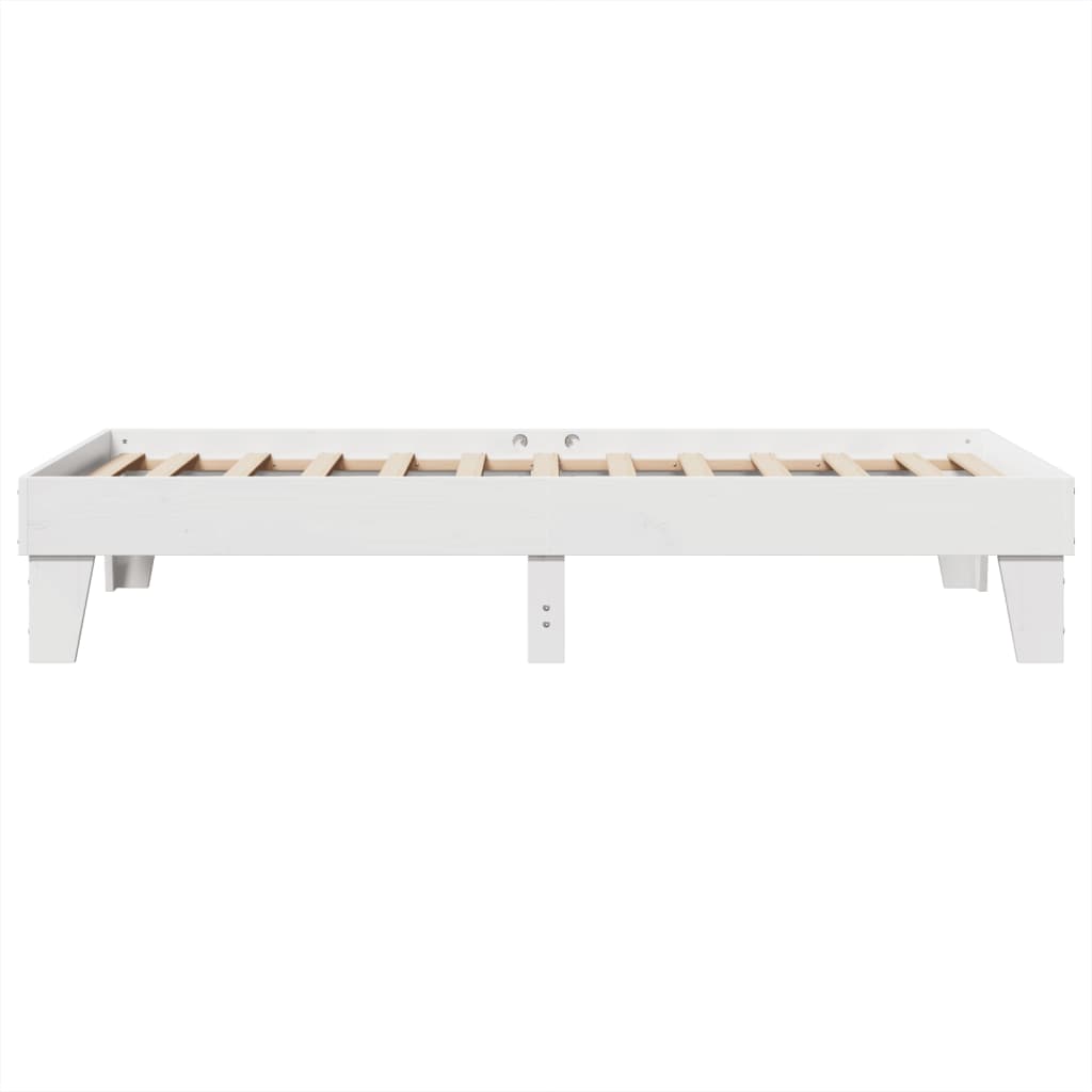 Solid Pine Wood Bed Frame, White 100x200 cm - No Mattress Included