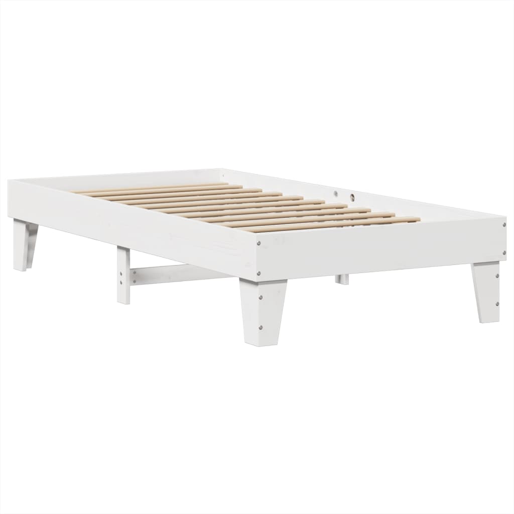 Solid Pine Wood Bed Frame, White 100x200 cm - No Mattress Included