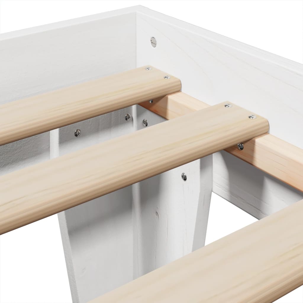 Solid Pine Wood Bed Frame, White 100x200 cm - No Mattress Included