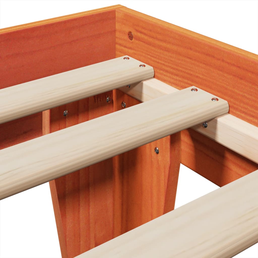 Solid Pine Bed Frame Wax Brown 100x200 cm - Without Mattress