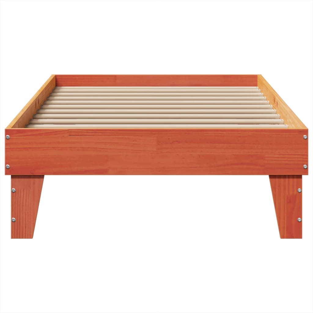 Solid Pine Bed Frame 90x200 cm - Wax Brown Finish, No Mattress