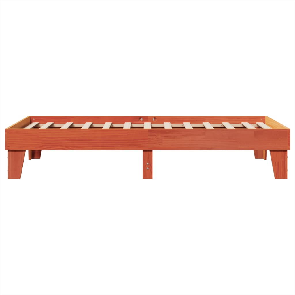 Solid Pine Bed Frame 90x200 cm - Wax Brown Finish, No Mattress