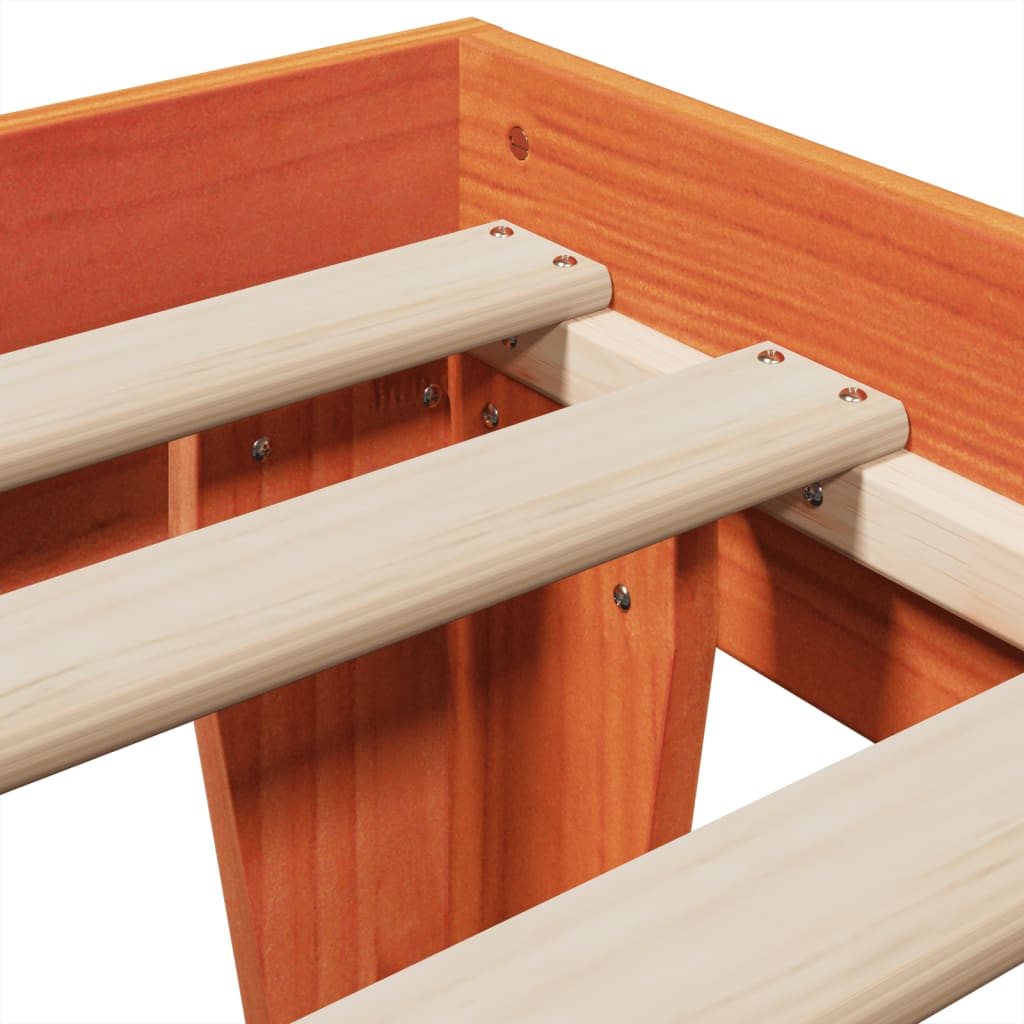 Solid Pine Bed Frame 90x200 cm - Wax Brown Finish, No Mattress