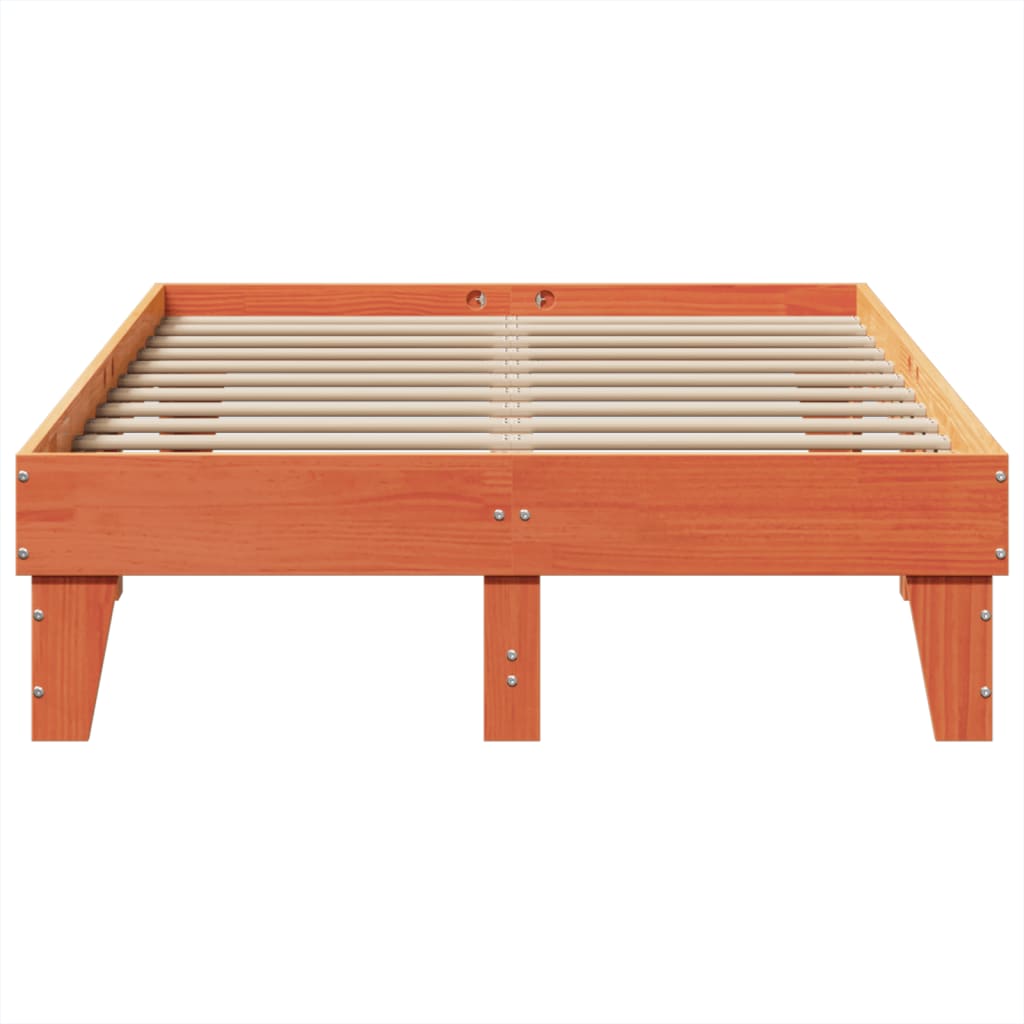 Solid Pine Bed Frame, Wax Brown, 135x190 cm Double, No Mattress
