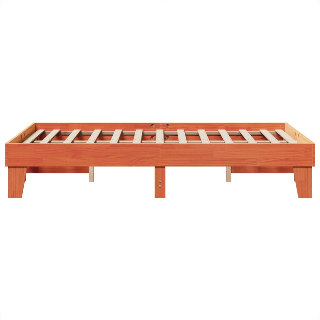 Solid Pine Bed Frame, Wax Brown, 135x190 cm Double, No Mattress