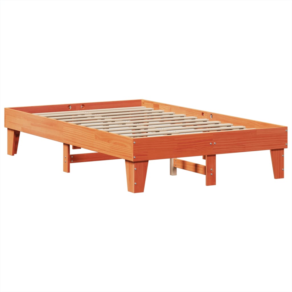 Solid Pine Bed Frame, Wax Brown, 135x190 cm Double, No Mattress