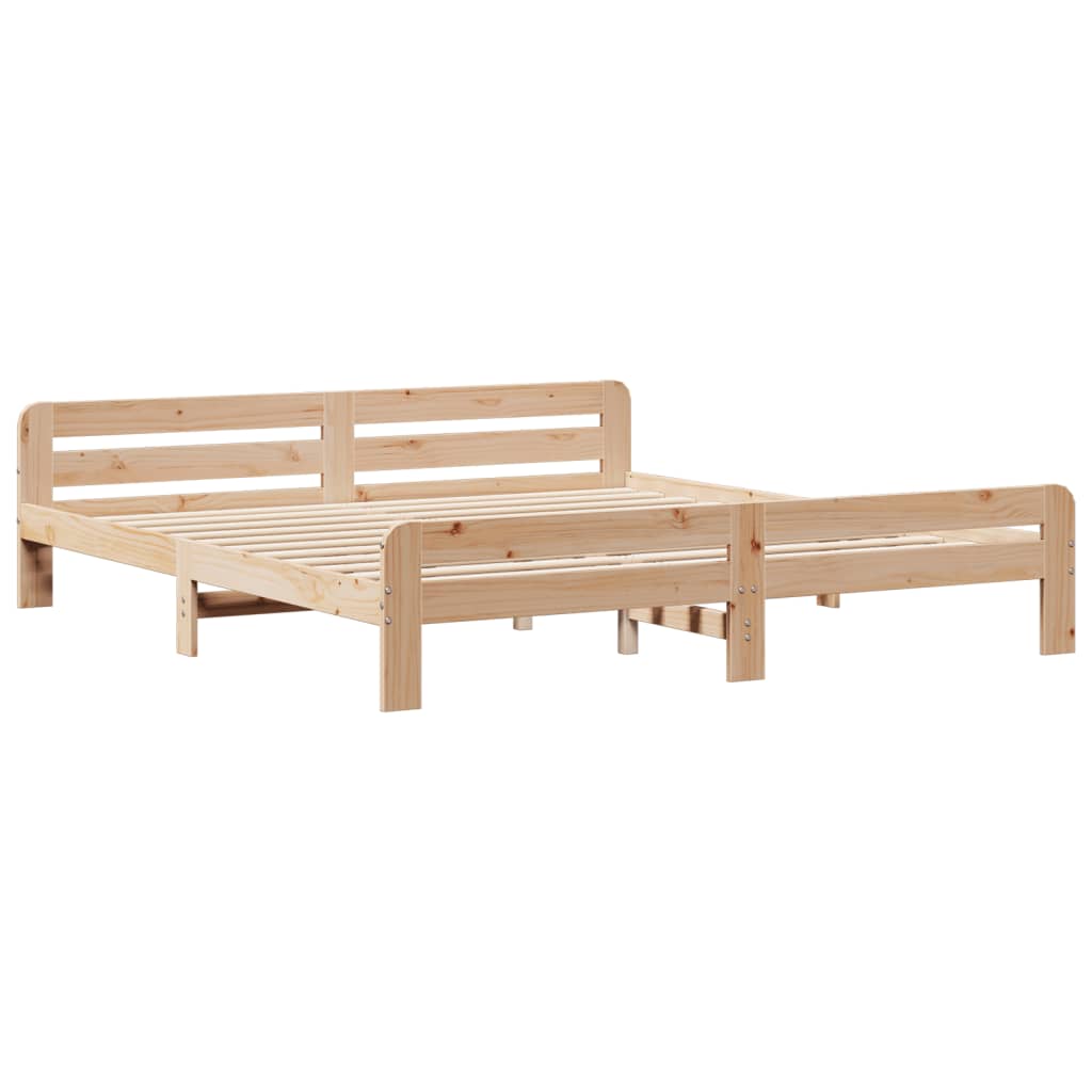 Solid Pine Wood Bed Frame 200x200 cm - Sturdy & Elegant Design
