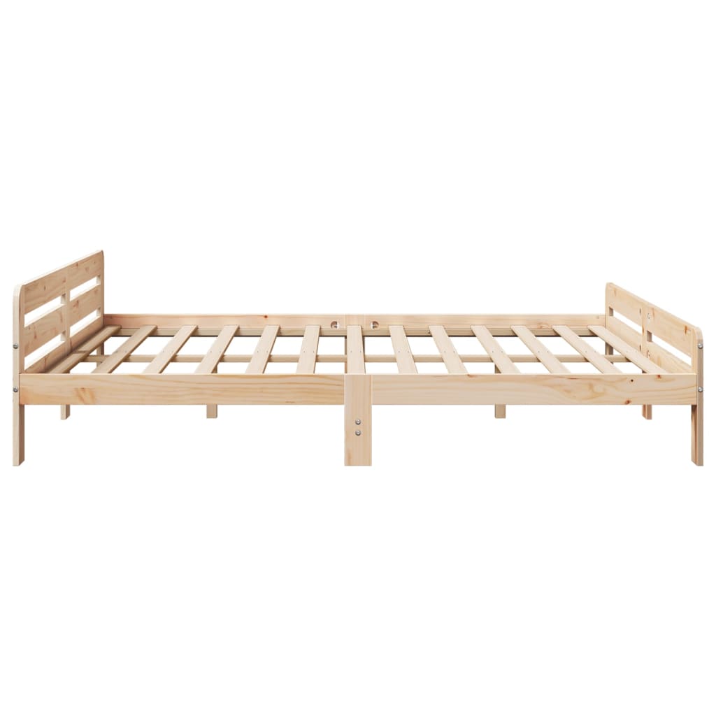 Solid Pine Wood Bed Frame 200x200 cm - Sturdy & Elegant Design